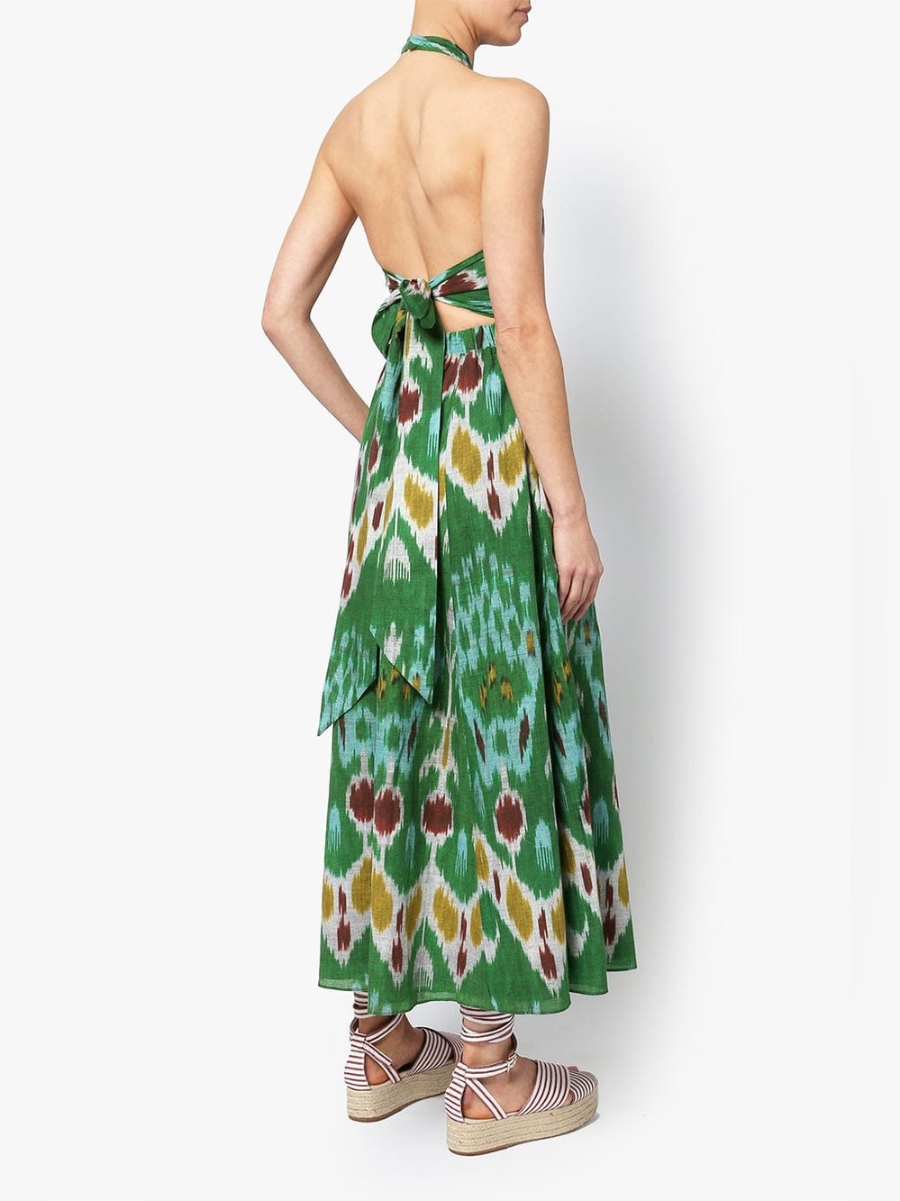 ERDEM Selene Green Printed Ikat Halter Maxi Dress size 6 - Picture 4 of 12
